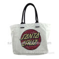 canvas durable simple printing beach bag/foldable lady tote bag/shopping bag